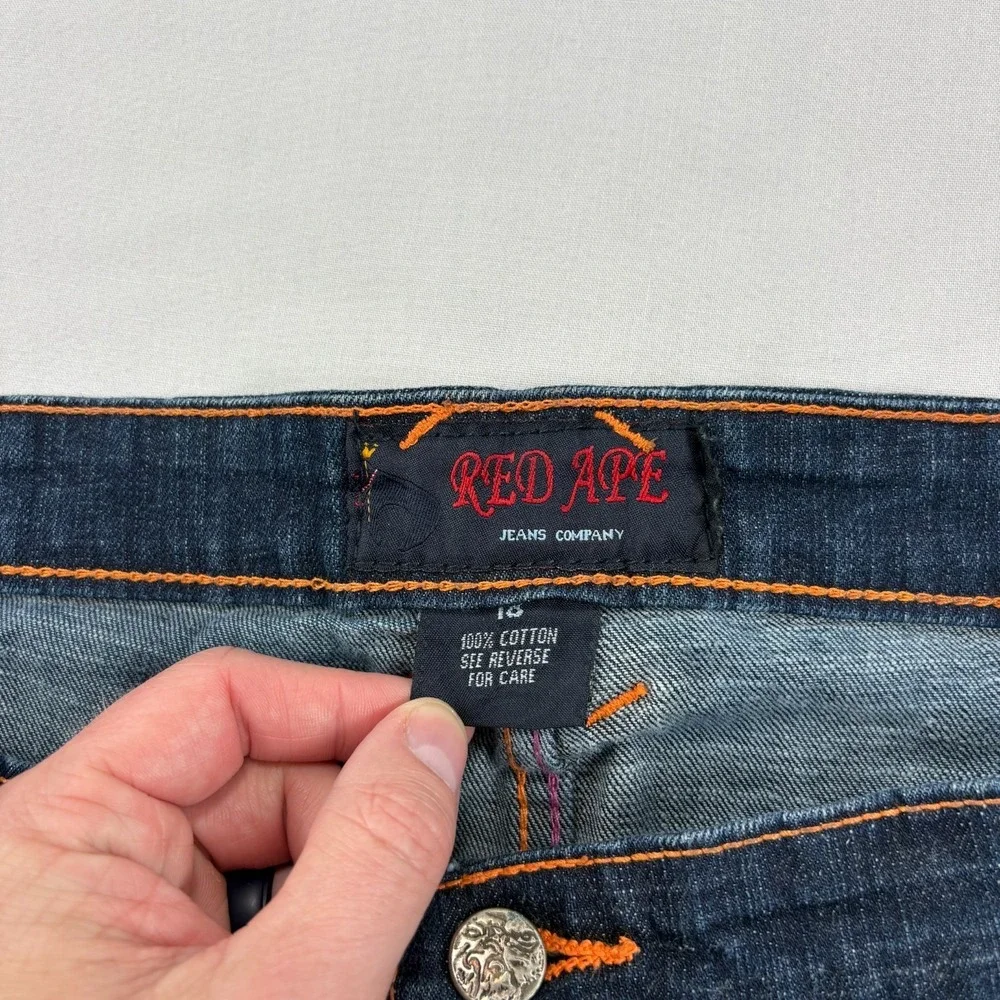 Vintage Red Ape Jean Shorts Womens 18 Blue Denim Baggy Skater Jorts Y2K